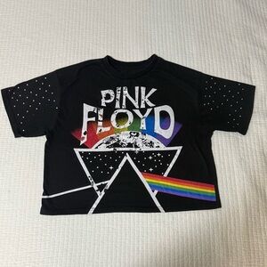 🖤 Pink Floyd 2020 Black and Rainbow Oversized Cropped Tee Size Medium